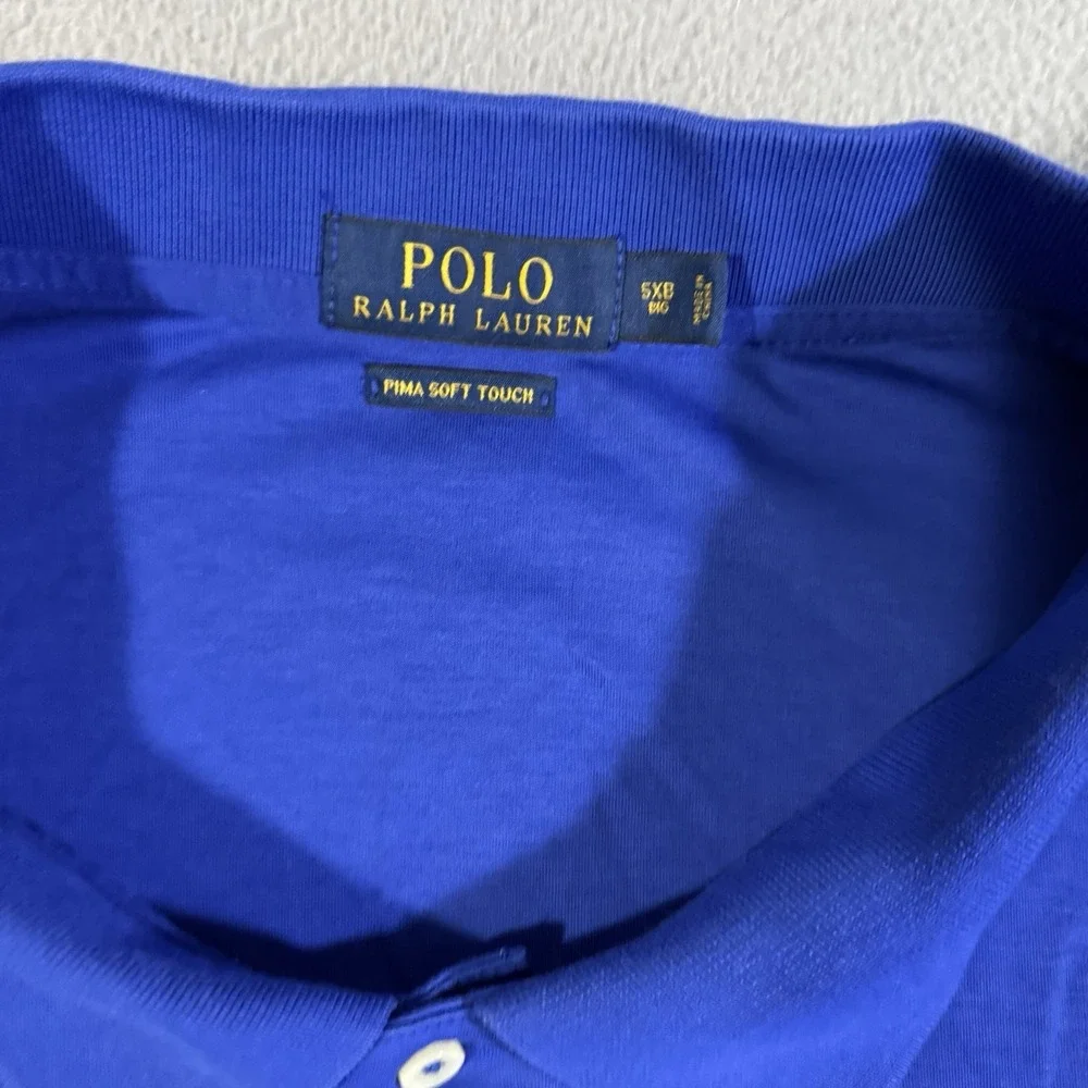 Polo Ralph Lauren Polo Shirt Men 5XB Royal Long Sleeve Pima Soft Touch‎ Classic
